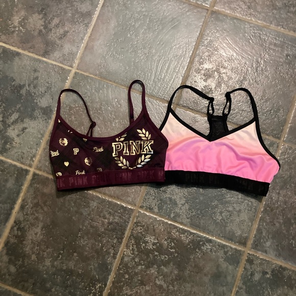 PINK Victoria's Secret Burgundy and Pink Ombre Sports Bras Set Women’s Size M - Picture 1 of 11